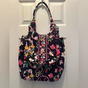Vera Bradley Black Floral Quilted Shoulder Bag (and converts to backpack!) NWOT